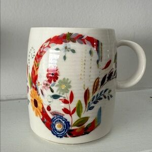 Anthropologie Monogram Letter C Starla M Halfmann Petal Palette Coffee Mug